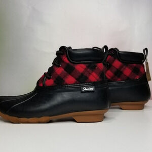 SKECHERS Women's Pond - Good Plaid Duck Boots Size 6 NWT